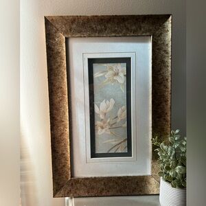 1960's Wall Art Vintage Gold Frame with Beautiful White Spring Lilies